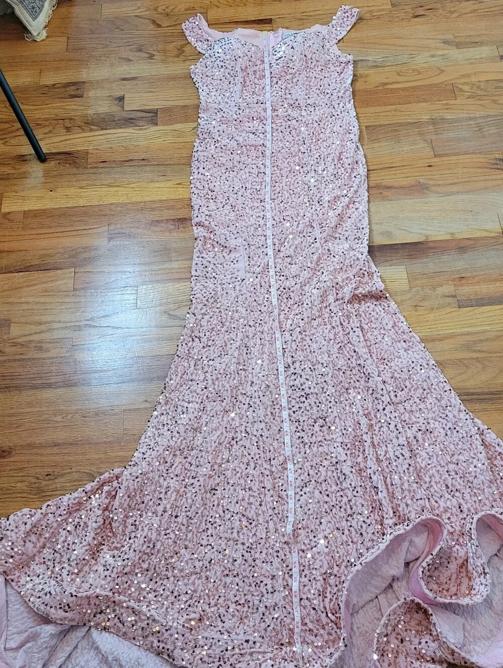 Fashion Nova Elegant Pink Velvet Sequin Evening Gown - Picture 15 of 16